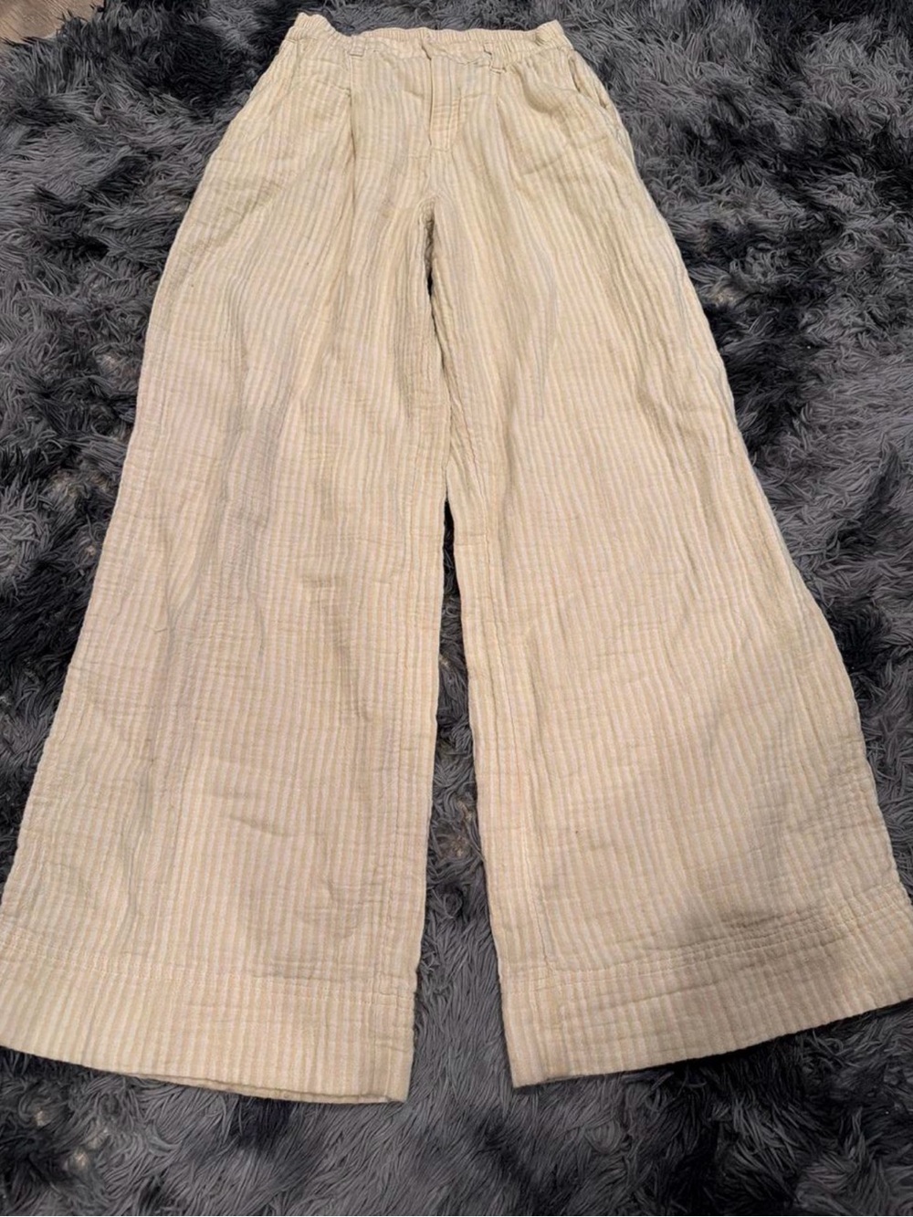 aerie Cream Striped Straight-Leg Pants